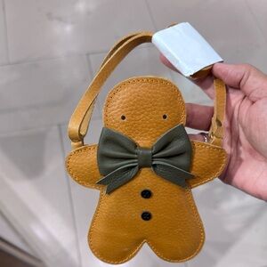 Donsje Leather Gingerbread Man Kids Bag with Green Bow